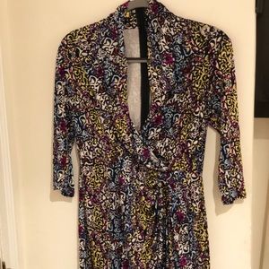 Beautiful printed dress with a cowl collar